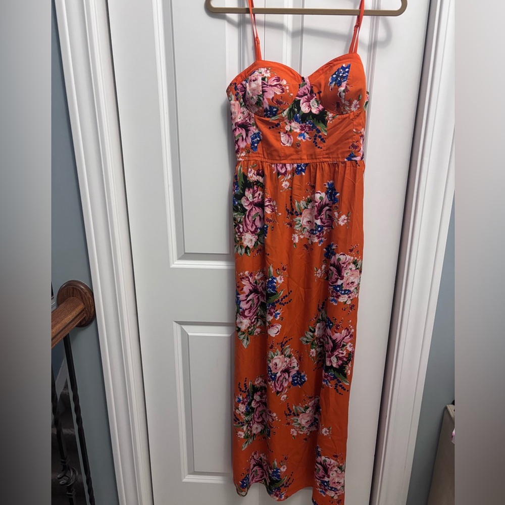 Bog Collective Floral Orange Maxi Dress